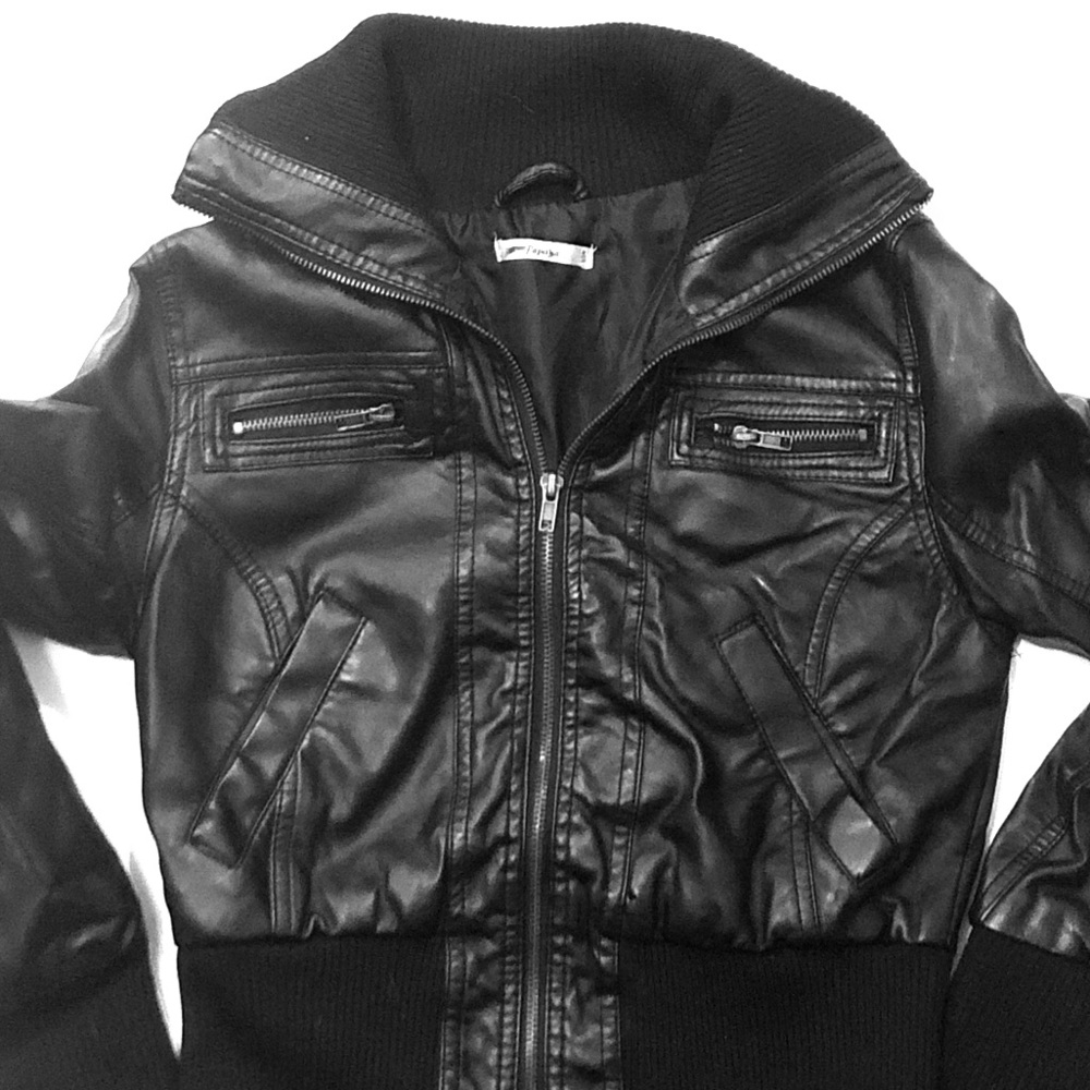 Papaya Black Leather Jacket size Small